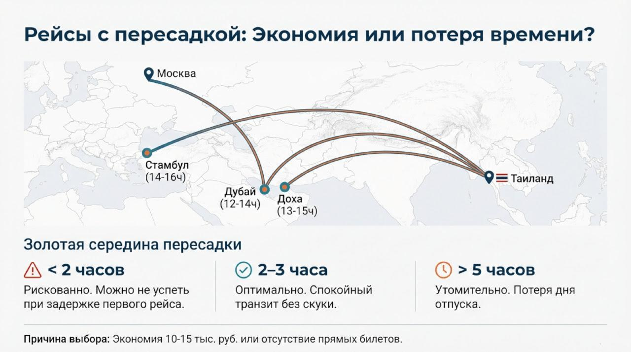 Как лететь с пересадкой Время полета до Тая с пересадкой