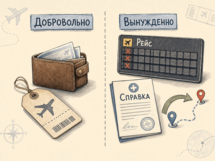 Где проходит граница вынужденного возврата Схема разделяет добровольный и вынужденный возврат авиабилетов