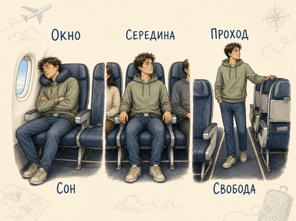 Плюсы и минусы трех положений сиденья в самолете