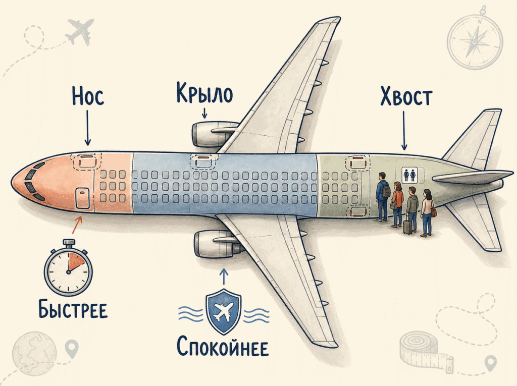 Сравнение передней части, центра и хвоста самолета