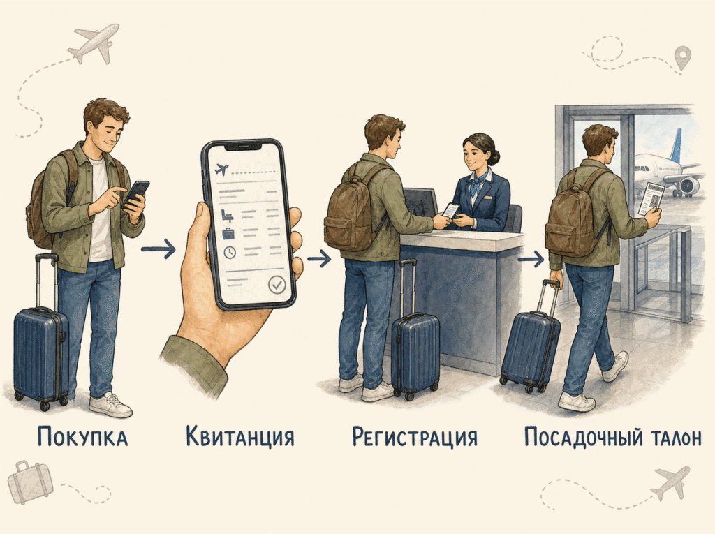 Регистрация, проверка билета, выход и посадка на самолет