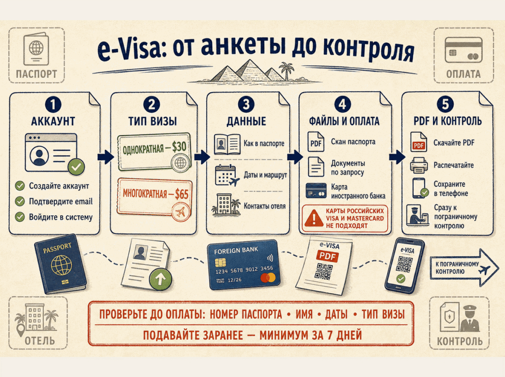 Этапы оформления электронной визы в Египет