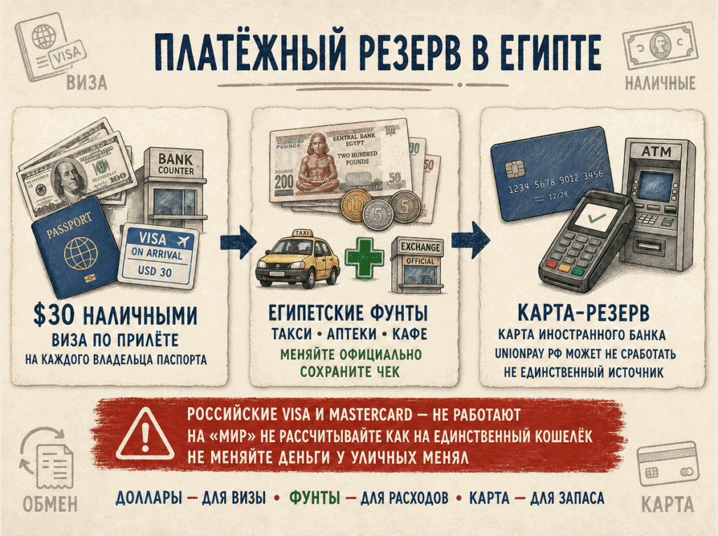 Карты и наличные для оплаты поездки в Египет