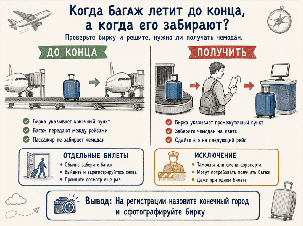 Как летит багаж при промежуточной посадке Багаж летит до конца или выдается пассажиру