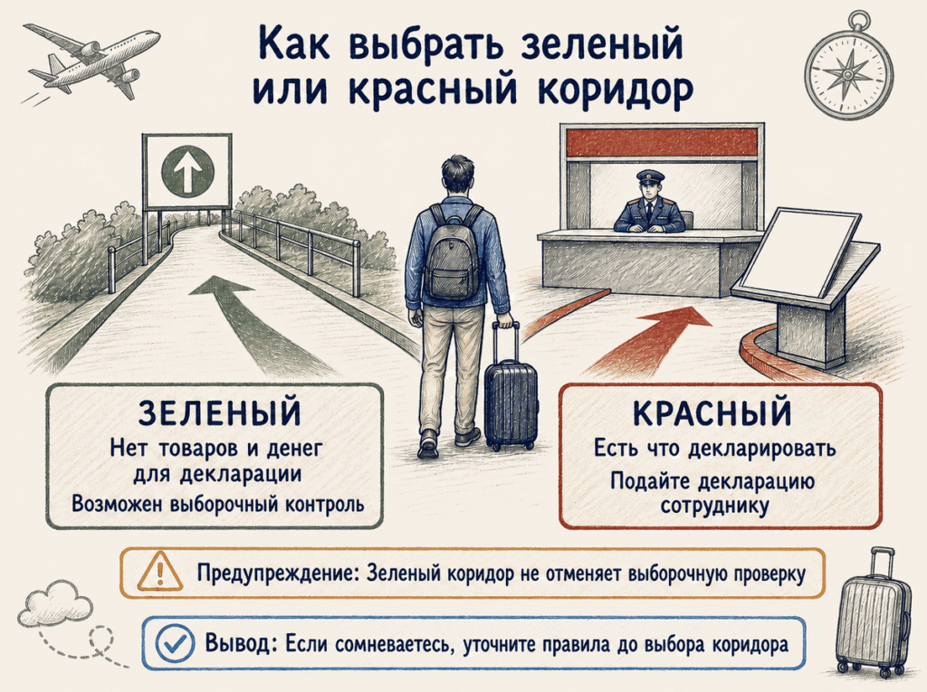 Зеленый и красный коридор перед вылетом Выбор между зеленым и красным коридором на таможне