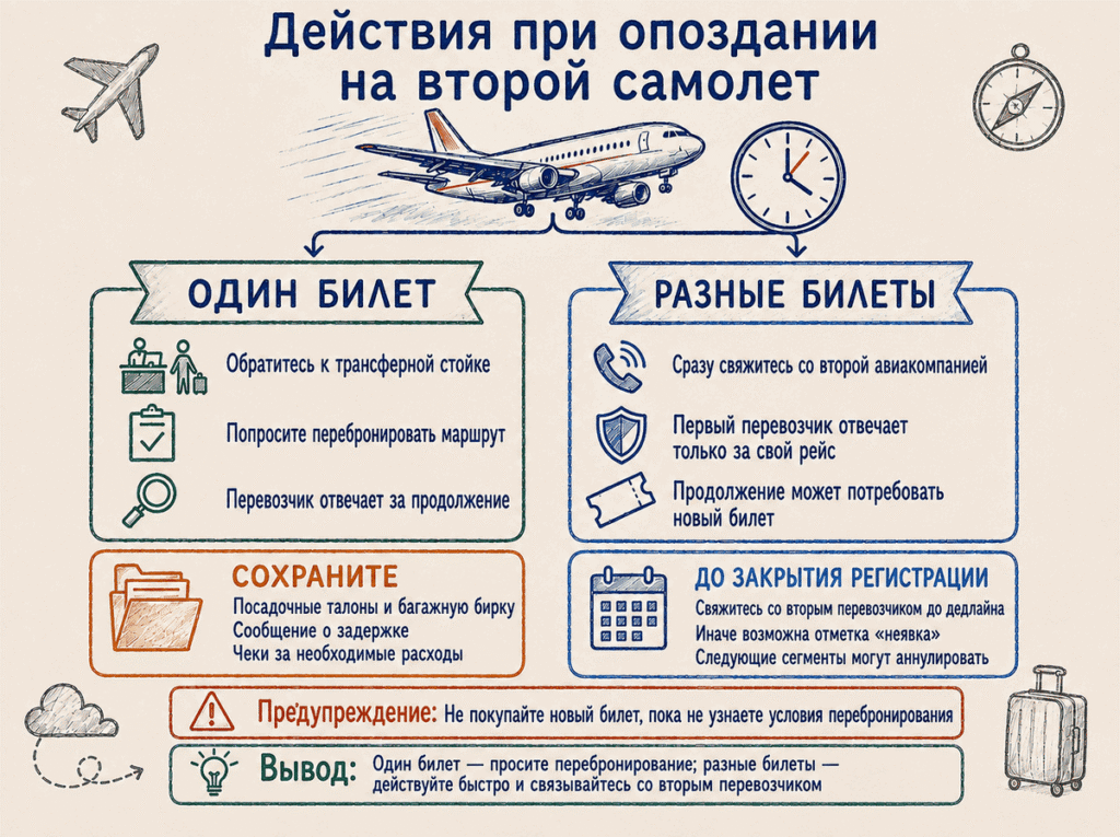 Действия при опоздании на второй самолет Единый билет и разные при опоздании на самолет