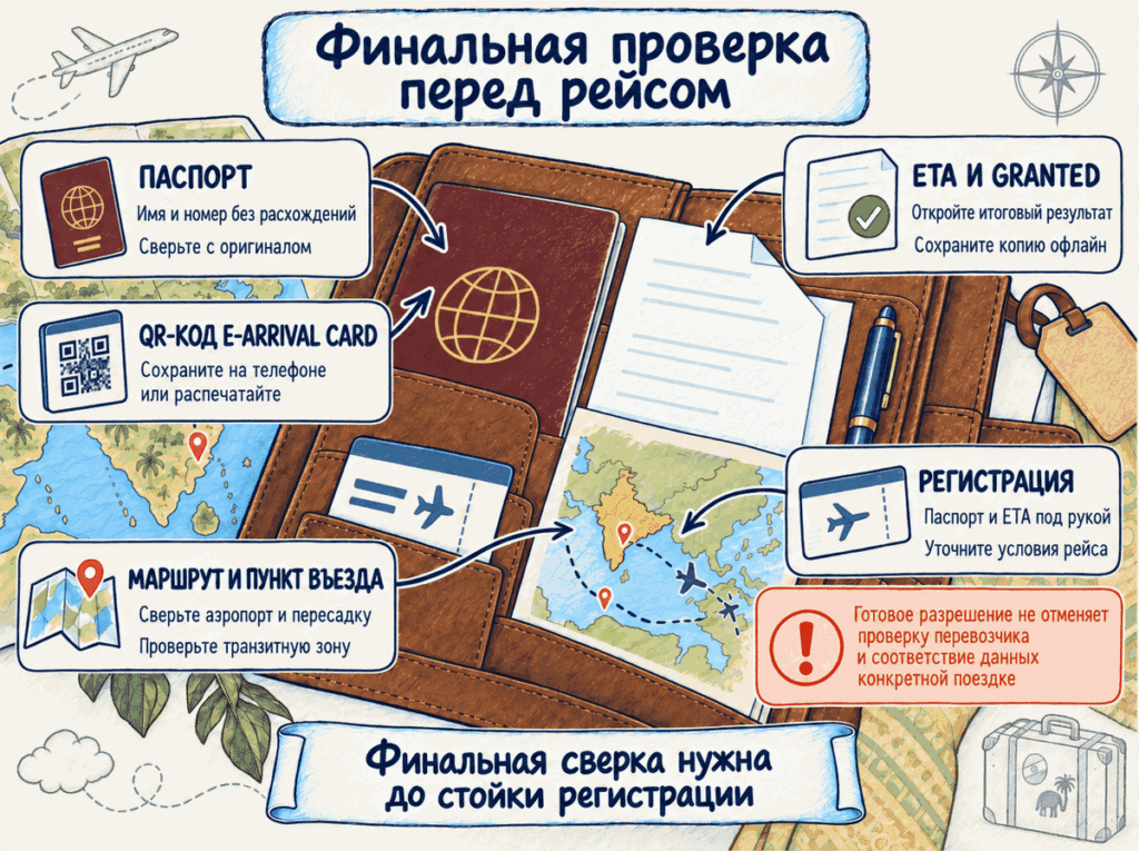 Контрольный список (чек-лист) паспорта, визы, маршрута и пункта прибытия